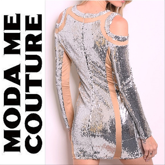 Dress Bodycon MINI SILVER SEQUIN MINI DRESS - Picture 2 of 4